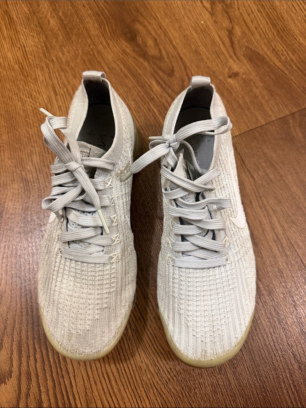 Nike Vapormax Flyknit Sneakers in Light Beige and White - Picture 2 of 6